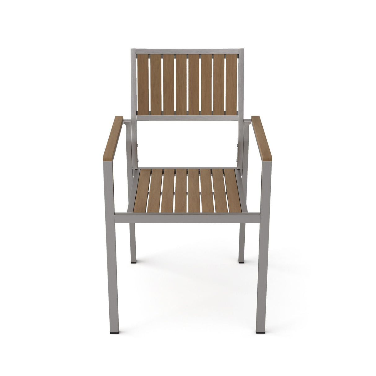 Stylish Modern Faux Wood & Aluminum Outdoor Dining Chairs (Set of 2)