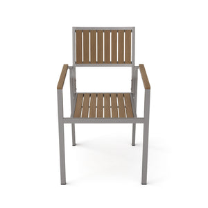 Stylish Modern Faux Wood & Aluminum Outdoor Dining Chairs (Set of 2)