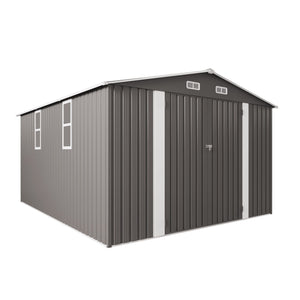 Large Outdoor Storage Shed with Lockable Door and Air Vent - Dark Gray