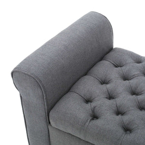Hayes - Contemporary Armed Storage Bench With Rolled Arms And Button Tufting