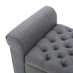 Hayes - Contemporary Armed Storage Bench With Rolled Arms And Button Tufting
