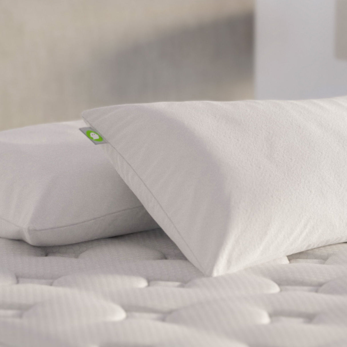 Ghostpillow Faux Down Luxury Pillow with Microfiber Gel Clusters, Cotton Cover - White