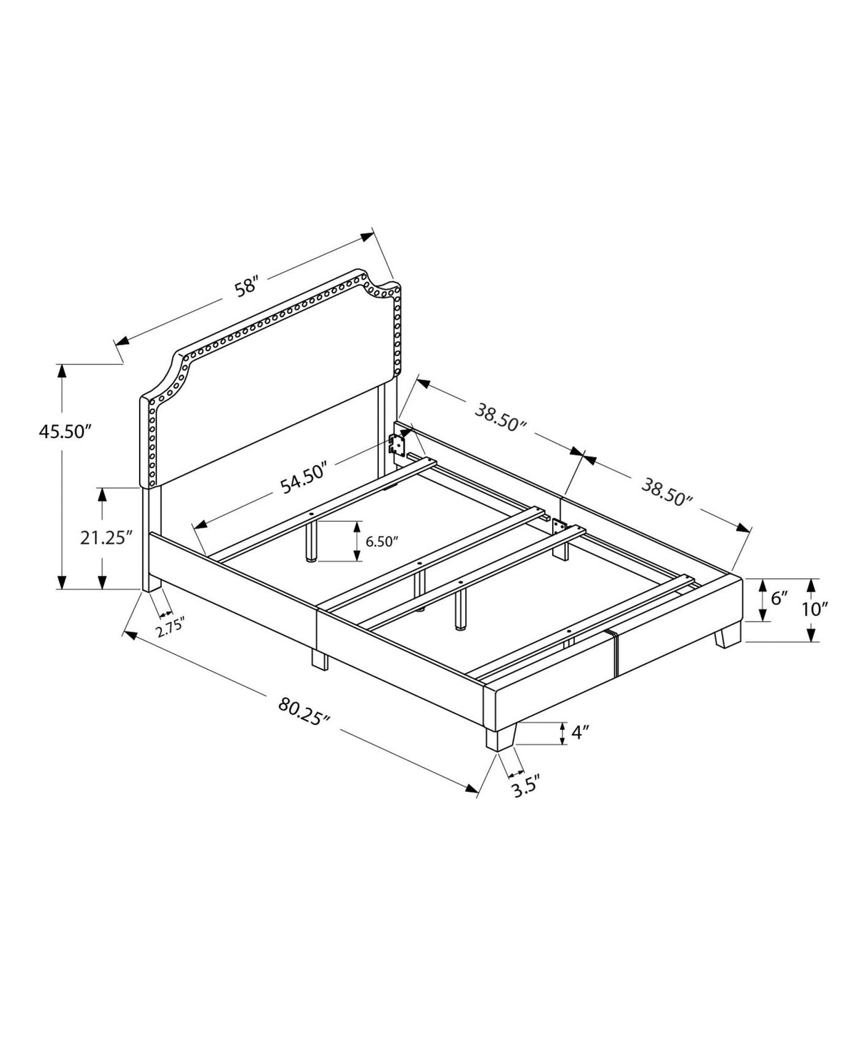 8th Street Transitional Full Upholstered Bed - Gray