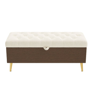 Modern Tufted Storage Ottoman Bench with Metal Legs