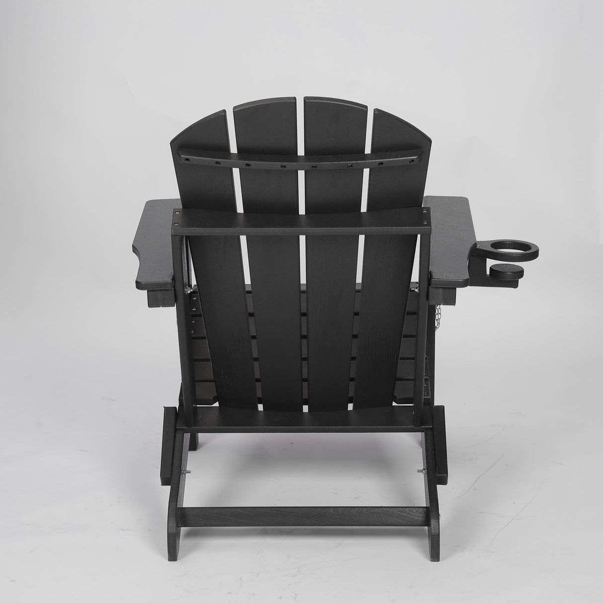 HDPE Folding Adirondack Chair with Dual Cup Holder - Black Wood Texture