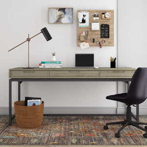 Mid Century Wide Writing Desk with Three Drawers - Multiple Colors