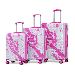 3-Piece Spinner Wheel Luggage Set (20"/24"/28") in Pink