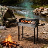 3-Level Grill Grate and BBQ Rotisserie with Storage Shelves