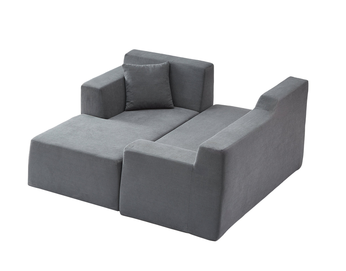 Modern Minimalist L-Shaped Corduroy High Back Sofa