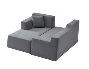Modern Minimalist L-Shaped Corduroy High Back Sofa