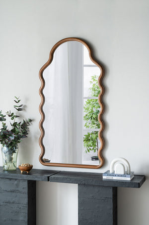 Wood Mirror With Unique Frame - Brown