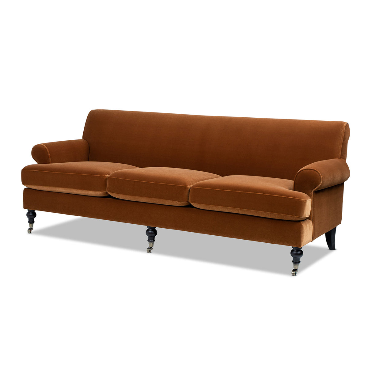 Alana Lawson Three-Cushion Tight Back Sofa, Burnt Orange Performance Velvet