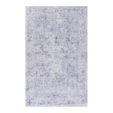 Area rug 4x6, washable rug, low-pile, non-slip, non-shedding, foldable, kid & pet friendly - area rugs for living room, bedroom, kitchen, dining room rug - perfect gifts, (blue+cream, 4' x 6')