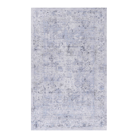 Area rug 4x6, washable rug, low-pile, non-slip, non-shedding, foldable, kid & pet friendly - area rugs for living room, bedroom, kitchen, dining room rug - perfect gifts, (blue+cream, 4' x 6')