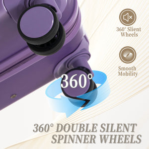 HIFINE Tourist 3-Piece ABS Spinner Wheel Luggage Set (Purple)