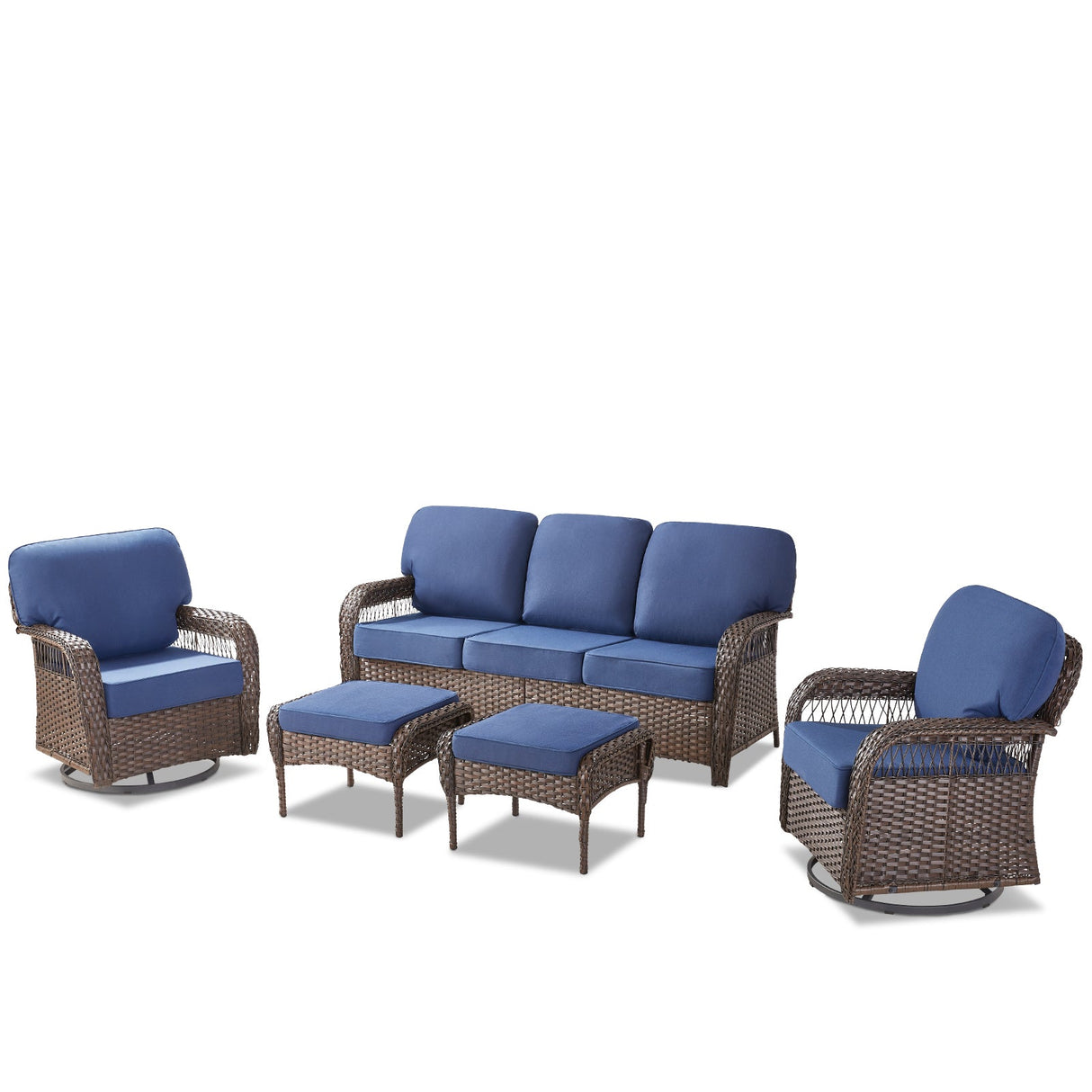Luxury 5" Thick Cushioned 5 Pieces Patio Furniture Set