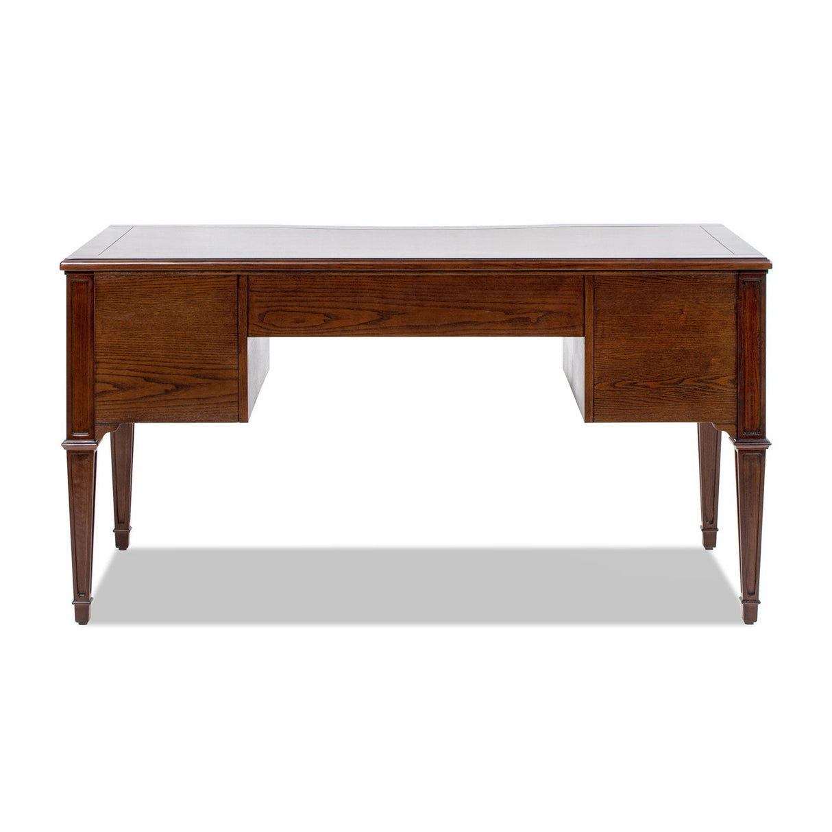 Dauphin Gold Accent 5-Drawer Wood Executive Desk Dark Walnut Ash Wood & Veneer
