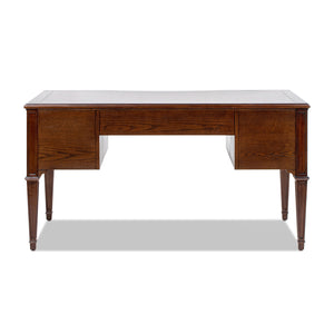 Dauphin Gold Accent 5-Drawer Wood Executive Desk Dark Walnut Ash Wood & Veneer