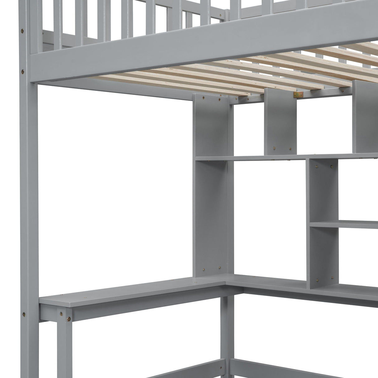 Loft Bed With Bookshelf, Drawers, Desk, And Wardrobe