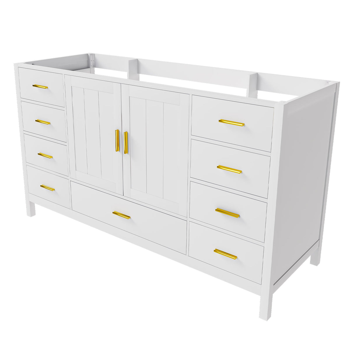 60" Bathroom Vanity Base Cabinet with Storage in White