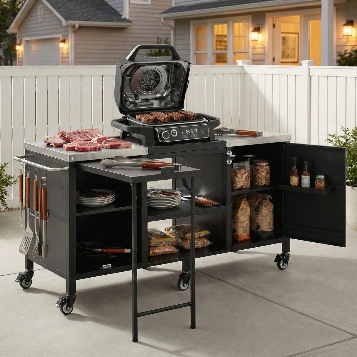 K&K 72.4' Large Grill Table for Big Green Egg