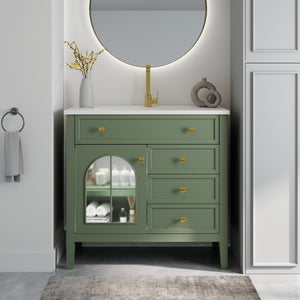 35.6" Mid-Century Bathroom Vanity Sink