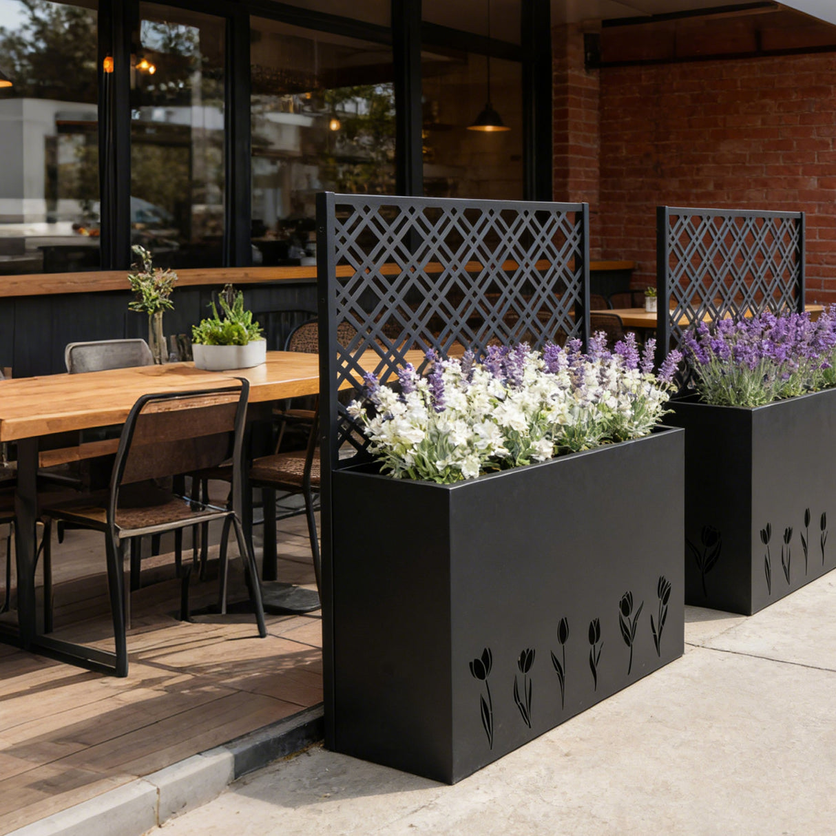 Tall Metal Planter with Trellis