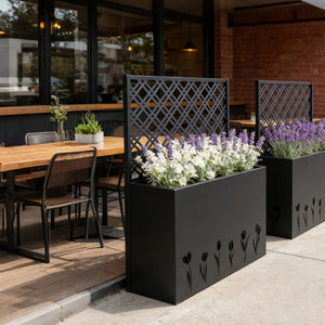 Tall Metal Planter with Trellis