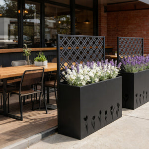 Tall Metal Planter with Trellis