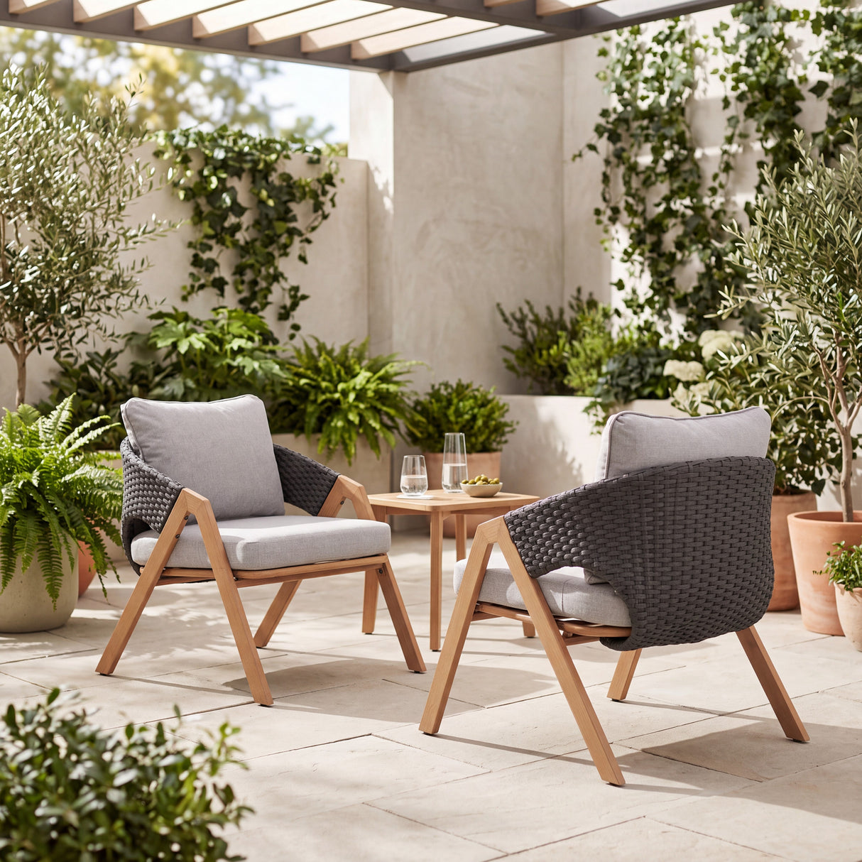 Patio Chair with Cushions (Set of 2)