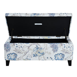 Luxury Storage Ottoman with Floral Patterned Fabric