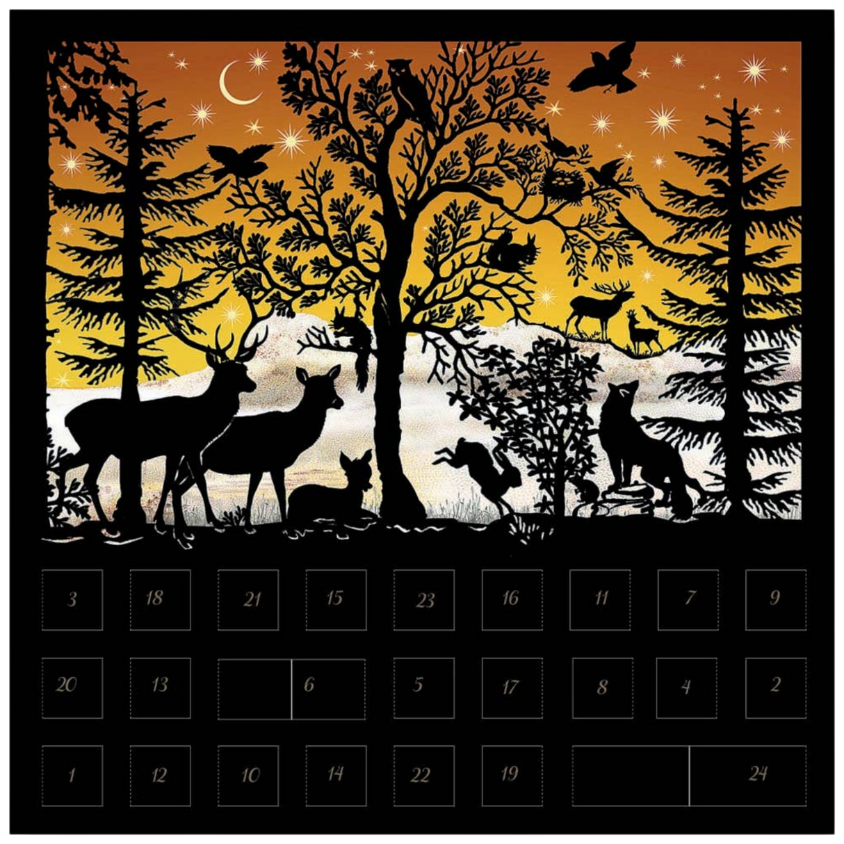 Woodland Creatures Under Winter Stars: A Christmas Eve Silhouette Advent Card