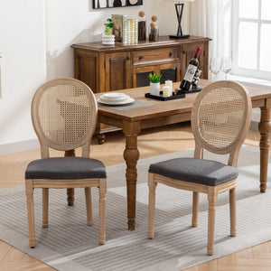 A&A Furniture French Style Solid Wood Frame Dining Chair Set of 2 - Gray