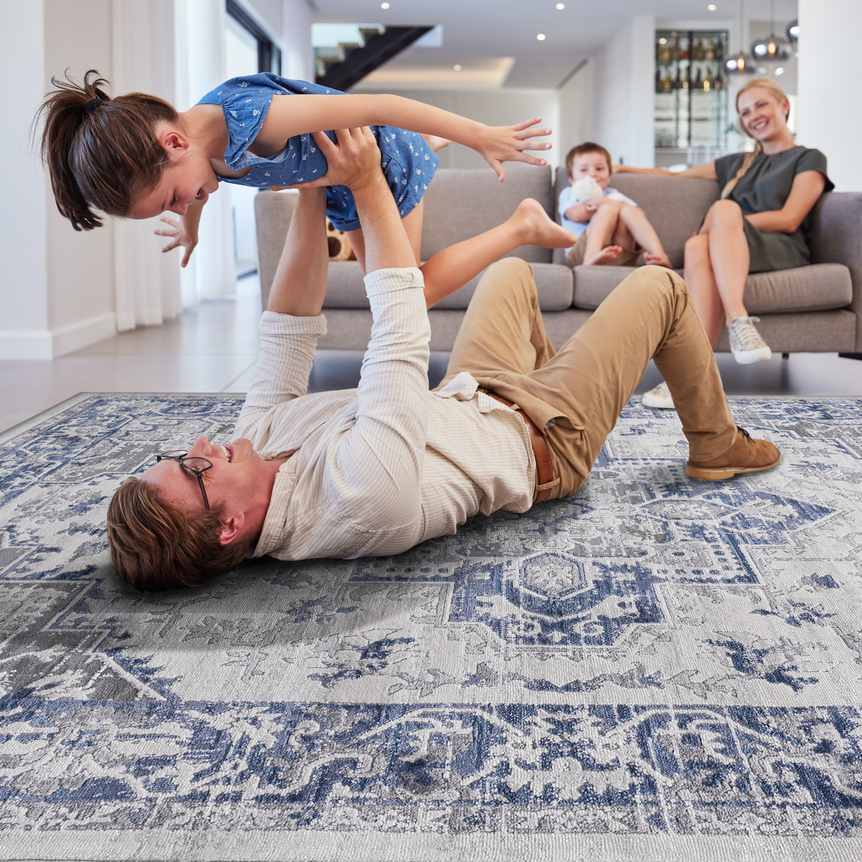 NAAR MARFI Collection Oriental Non-Shedding and Stain Resistant Area Rug