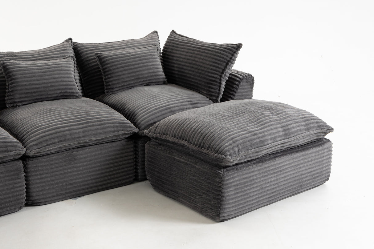 129.8" Width Cloud Couch Oversized Modular Sectional Sofa