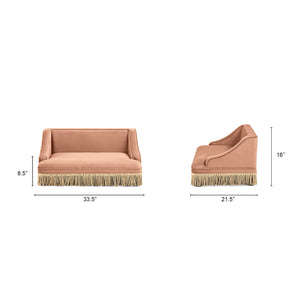 Duchess 33' Medium Princess Pet Bed Sofa with Fringe Skirt, Peach Orange Performance Velvet