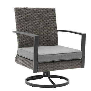 Swivel Rocker Patio Chairs With Cushions, All Weather (Set of 2) - Gray