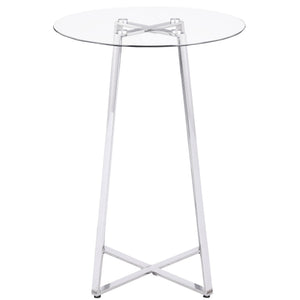 Zanella Round 30-inch Glass Top Bistro Bar Table Chrome