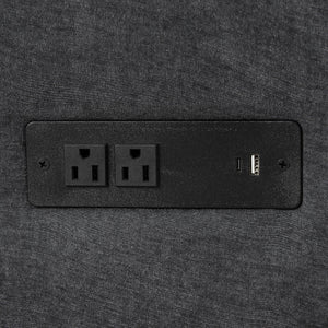L-Shaped Sofa Convertible Sofa Bed Pull Out Sofa Sleeper With Two Back Pillows, Two USB Ports And Two Power Sockets For Living Room