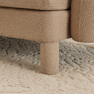 Coffee Ottoman with Boucle Fabric