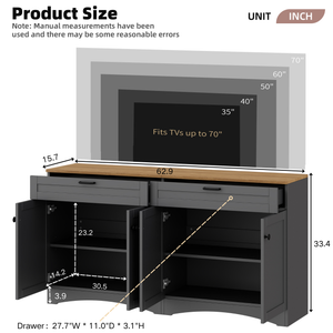 On-Trend Farmhouse TV Stand with 2 Drawers for TVs Up to 70"