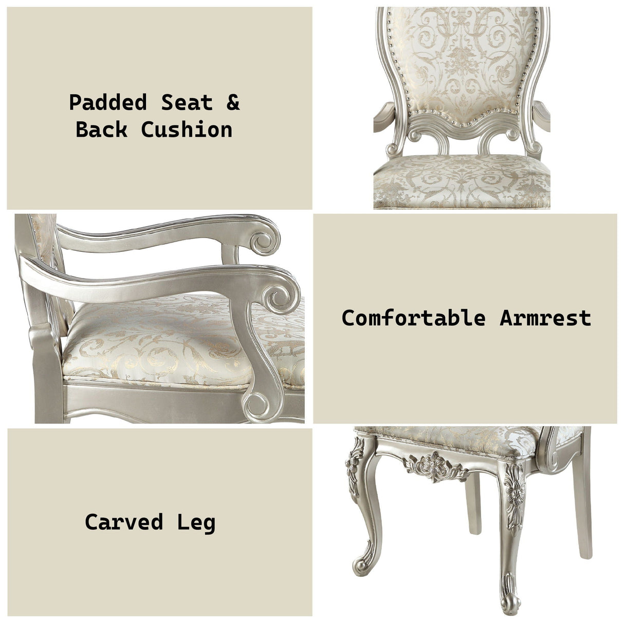 Bently Arm Chair Set of 2 - Champagne