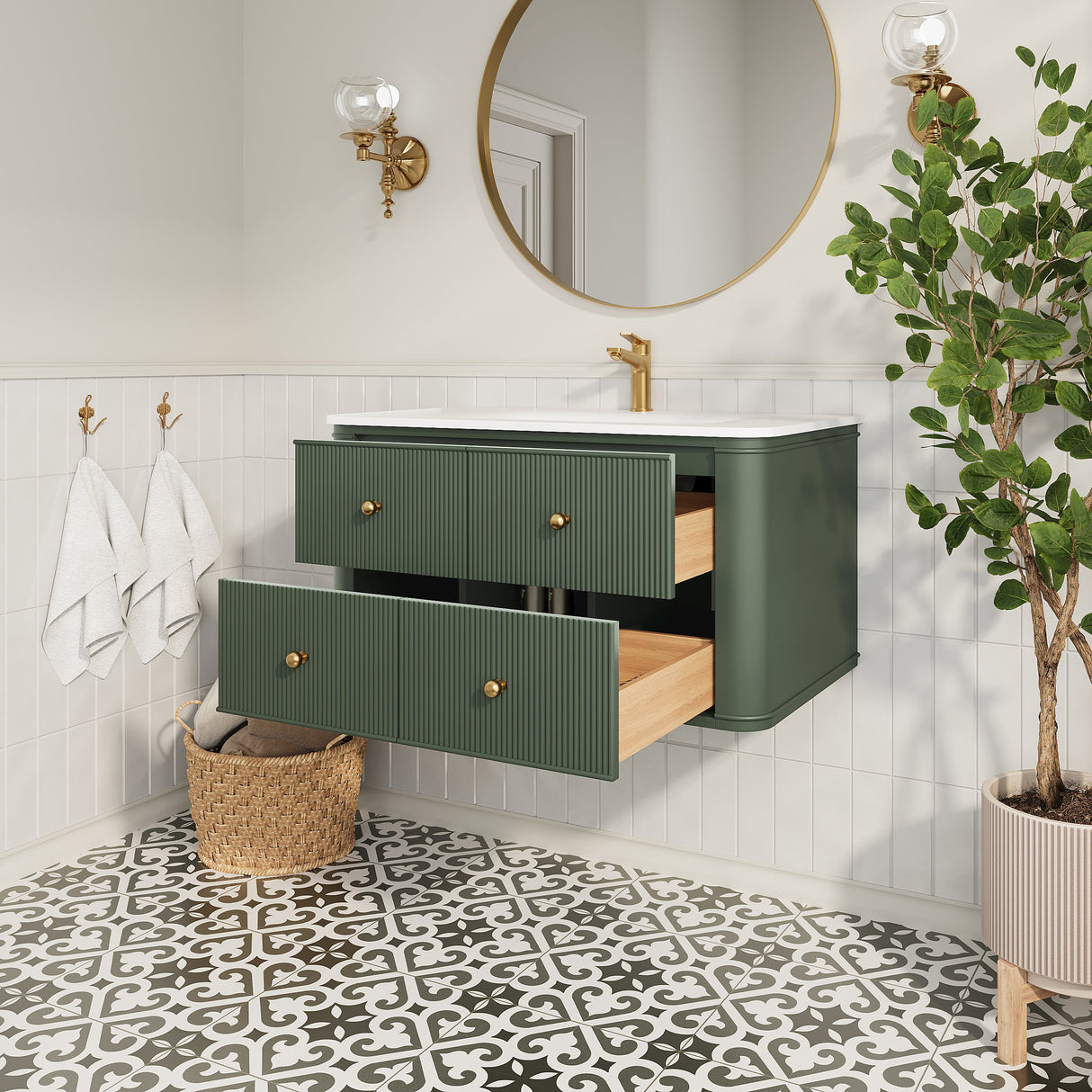 36" Wall Mounted & Floating Single Vanity