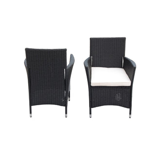 EELIFEE 5-Piece Outdoor Patio Wicker Dining Set with Acacia Wood Top