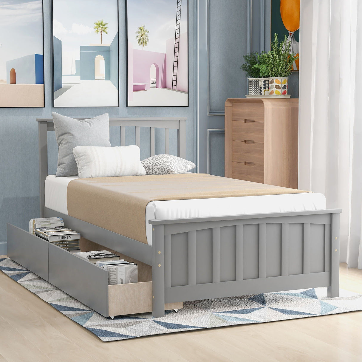 Platform Bed With Two Drawers