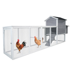 Chicken Coop With Run And Nesting Box, Large Outdoor Hen House For Backyard