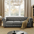 Chesterfield-Sofa-Tufted--Upholstered,-(88.5''x37''x28'')-Sofas-&-Sectionals