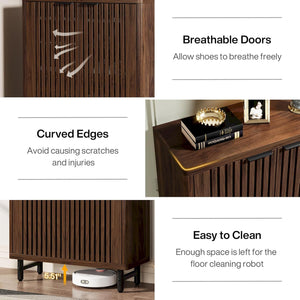 6 Tier Shoe Cabinet With Louvered Doors