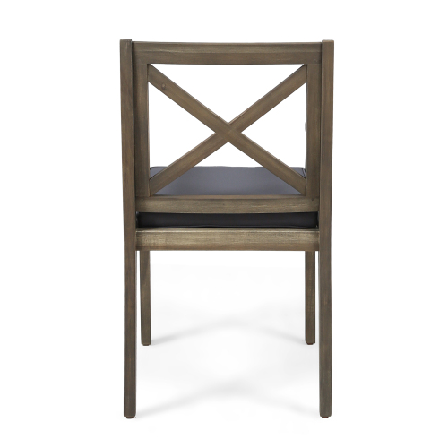7 Pieces Acacia Wood Outdoor Dining Set with Dark Grey Cushions
