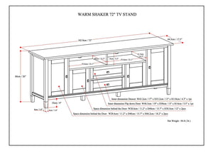 Warm Shaker 72" TV Media Stand - Russet Brown